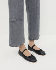 Loeffler Randall / Leonie Black Leather Ballet Flat