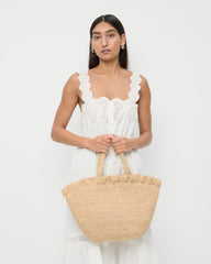 Loeffler Randall / Cyrus Natural Ruffled Woven Tote