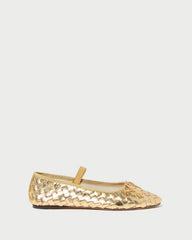 Loeffler Randall / Leonie Gold Woven Ballet Flat