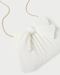 Loeffler Randall / Rayne White Pleated Bow Clutch
