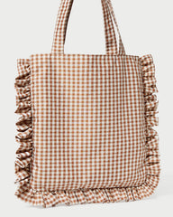 Loeffler Randall / Justine Brown Gingham Ruffle Tote
