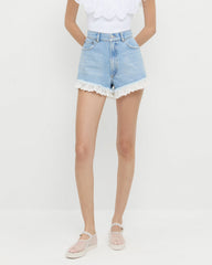 Loeffler Randall / Kay Lace-Trimmed Denim Shorts