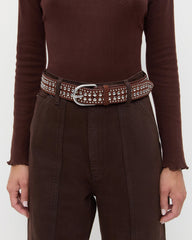 Loeffler Randall / Isaac Espresso/Silver Studded Belt