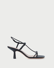 Loeffler Randall / Triana Black Leather Mid-Heel Sandal