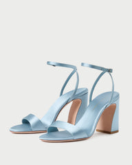 Loeffler Randall / Malia Blue Satin Curved-Heel Sandal