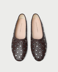 Loeffler Randall / Landon Espresso/Silver Leather Ballet Flat
