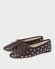 Loeffler Randall / Landon Espresso/Silver Leather Ballet Flat