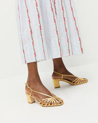 Loeffler Randall / Priscilla Gold Lattice Heeled Sandal