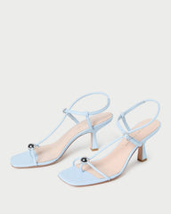 Loeffler Randall / Triana Blue Leather Mid-Heel Sandal