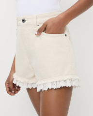 Loeffler Randall / Kay Lace-Trimmed Denim Shorts