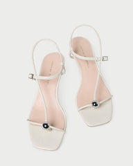 Loeffler Randall / Triana White Leather Mid-Heel Sandal