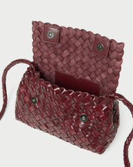 Loeffler Randall / Vinnie Maroon Woven Leather Crossbody