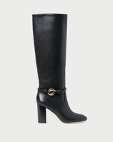 Loeffler Randall / Goldy Black/Gold Leather Tall Boot