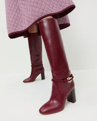 Loeffler Randall / Goldy Wine/Gold Leather Tall Boot