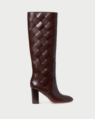 Loeffler Randall / Goldy Espresso Woven Leather Tall Boot