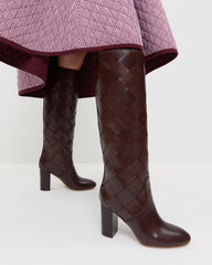 Loeffler Randall / Goldy Espresso Woven Leather Tall Boot