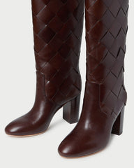 Loeffler Randall / Goldy Espresso Woven Leather Tall Boot