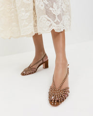 Loeffler Randall / Priscilla Cacao/Silver Suede Heeled Sandal