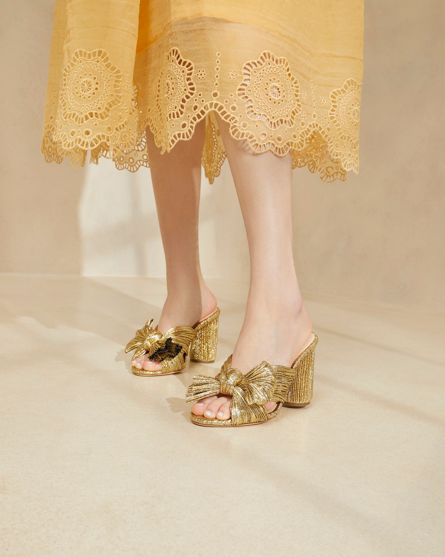 Loeffler Randall / Penny Gold Pleated Bow Heel