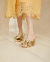 Loeffler Randall / Penny Gold Pleated Bow Heel