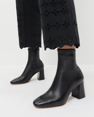 Loeffler Randall / Elise Black Leather Stretch Bootie