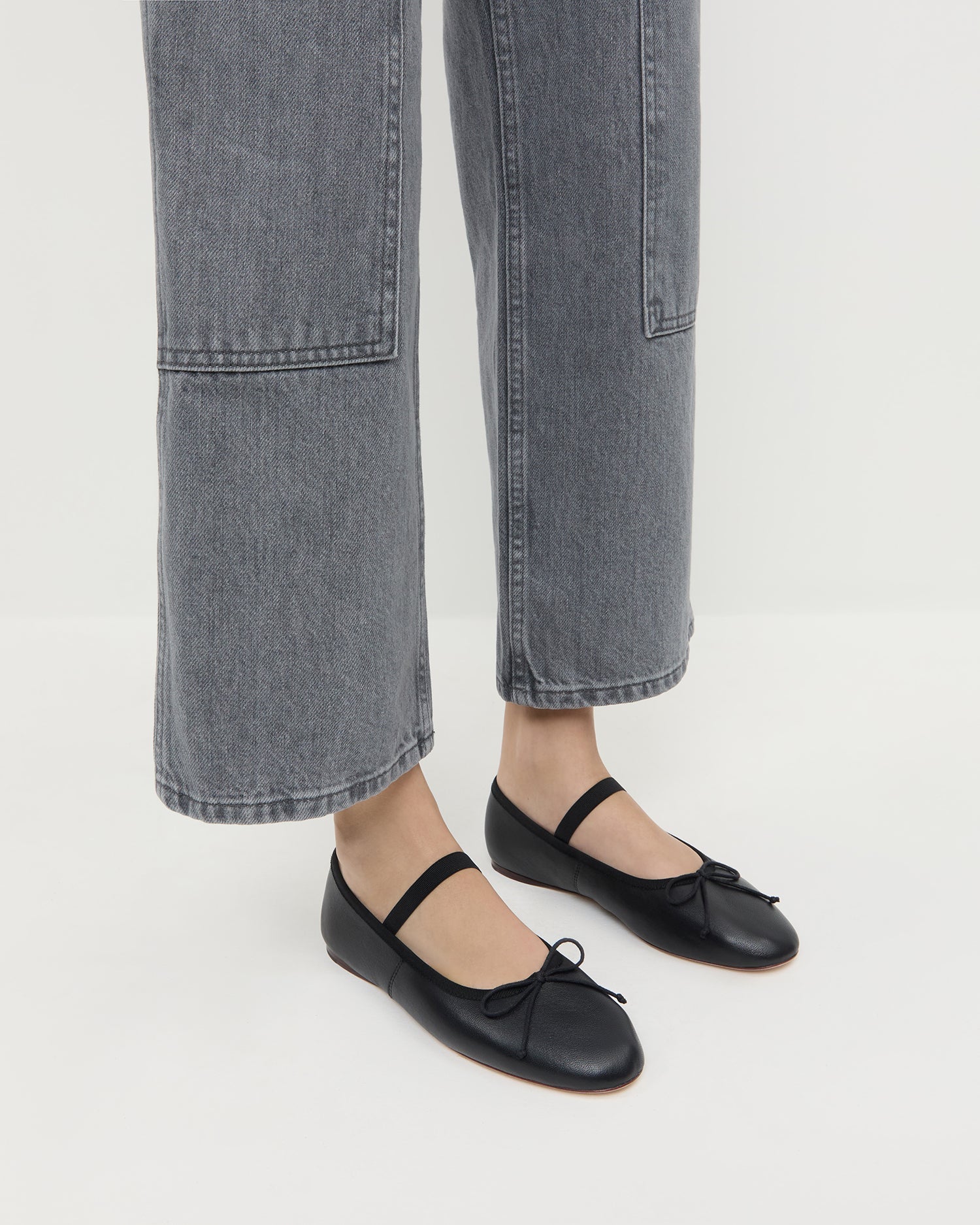 Loeffler Randall / Leonie Black Leather Ballet Flat
