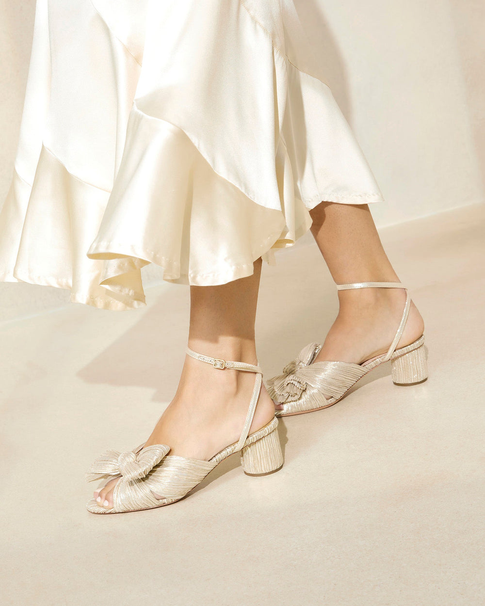 Loeffler Randall / Dahlia Platinum Pleated Bow Heel