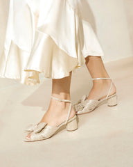 Loeffler Randall / Dahlia Platinum Pleated Bow Heel