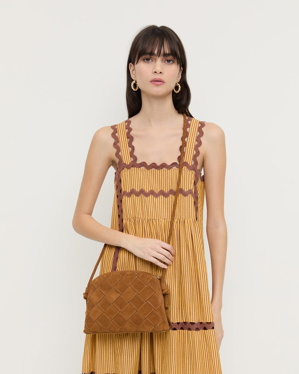 Loeffler Randall / Mallory Cacao Woven Suede Crossbody