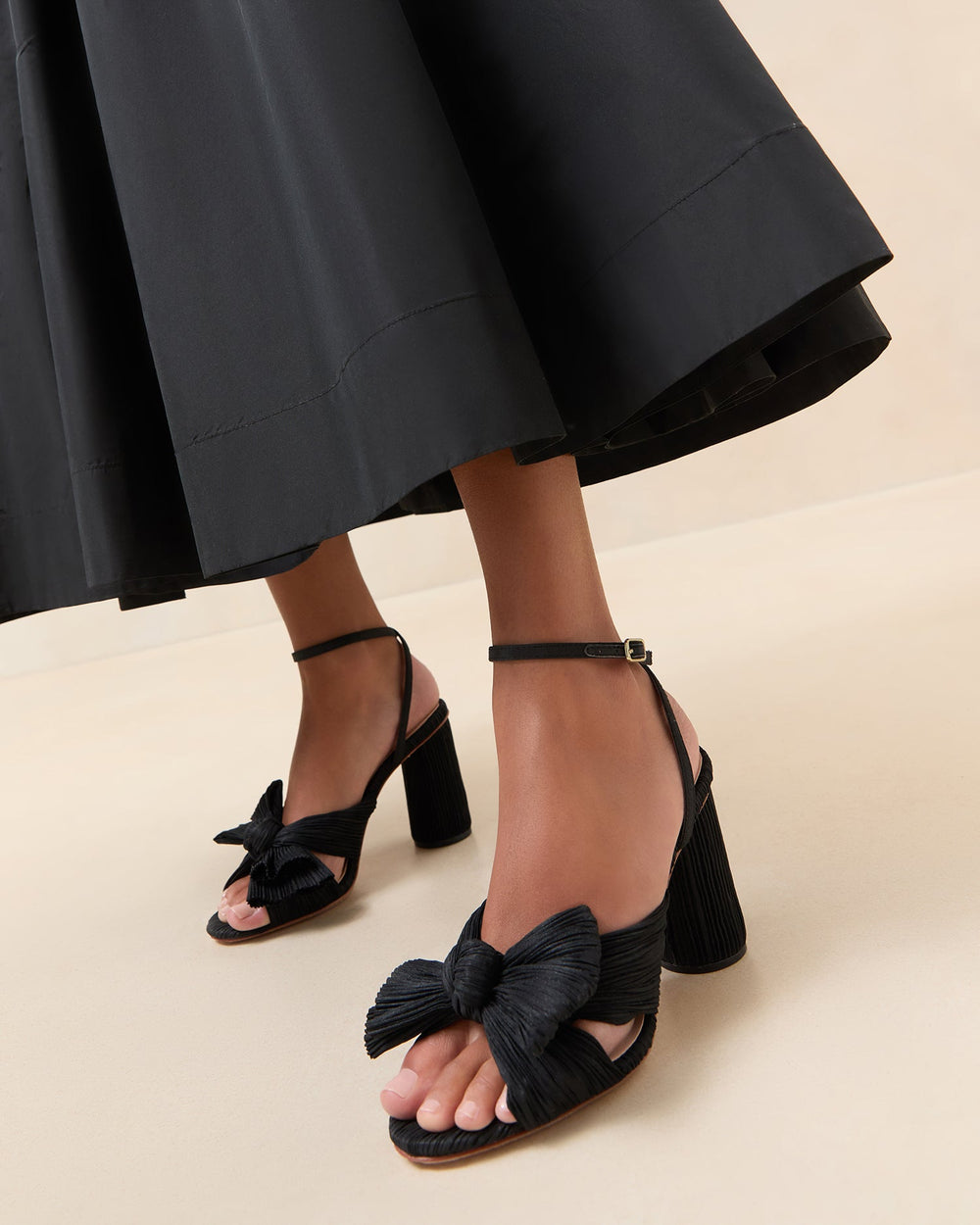 Loeffler Randall / Camellia Black Pleated Bow Heel