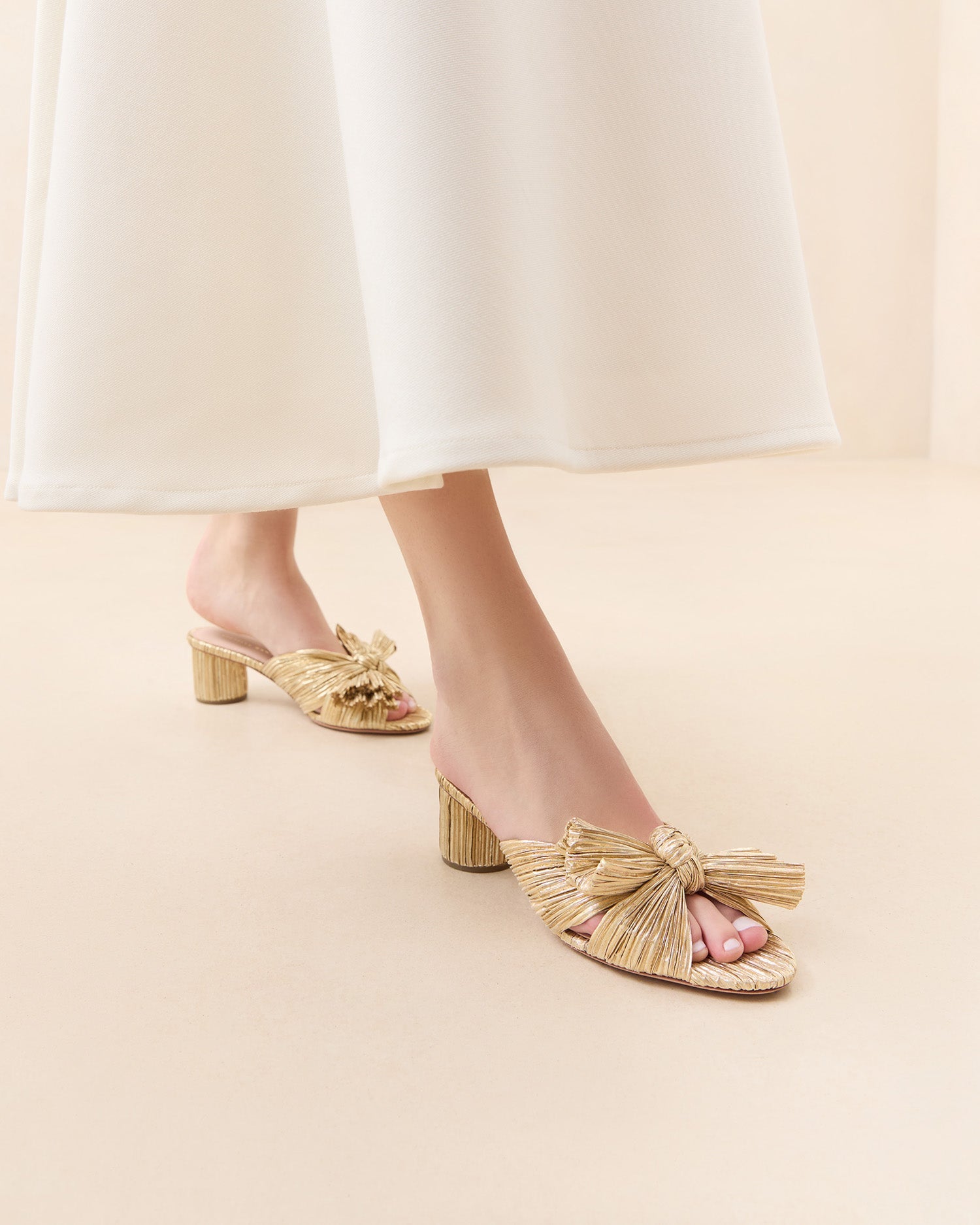 Loeffler Randall / Emilia Gold Pleated Bow Heel