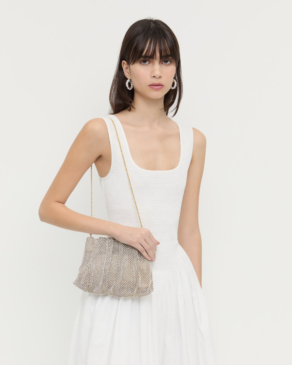 Loeffler Randall / Ember Gold Diamante Gathered Clutch