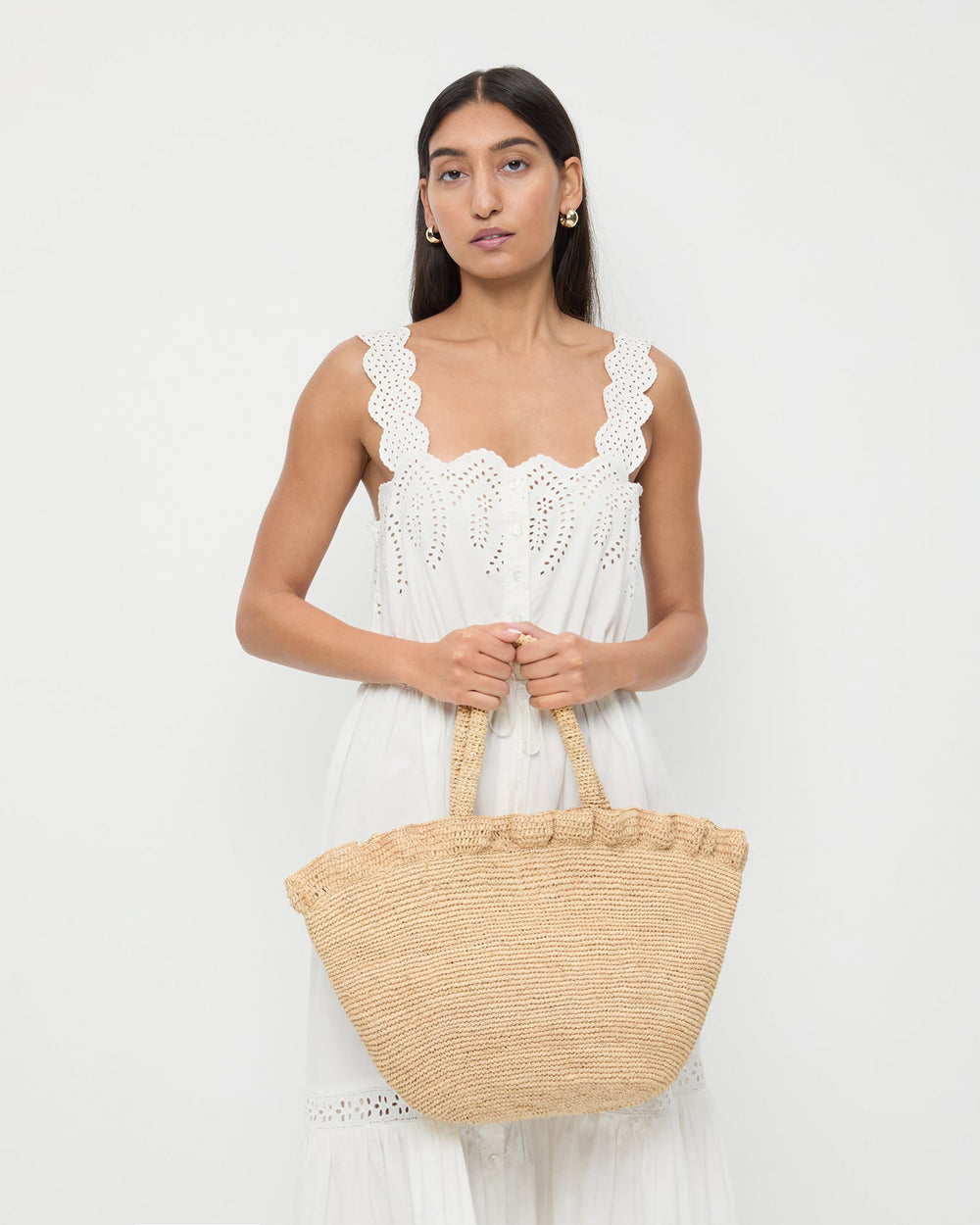 Loeffler Randall / Cyrus Natural Ruffled Woven Tote