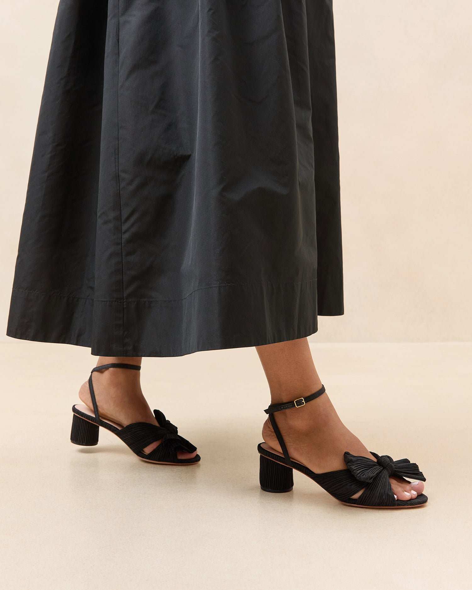 Loeffler Randall / Dahlia Black Pleated Bow Heel