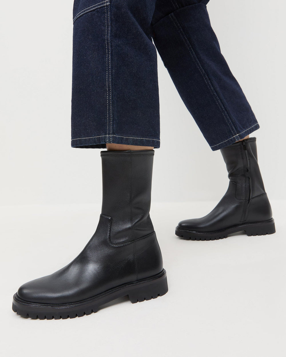 Loeffler Randall / Danny Black Leather Lug Boot