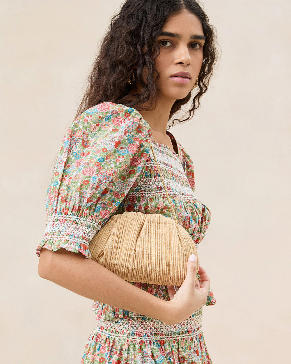 Loeffler Randall / Bailey Natural Pleated Dome Clutch