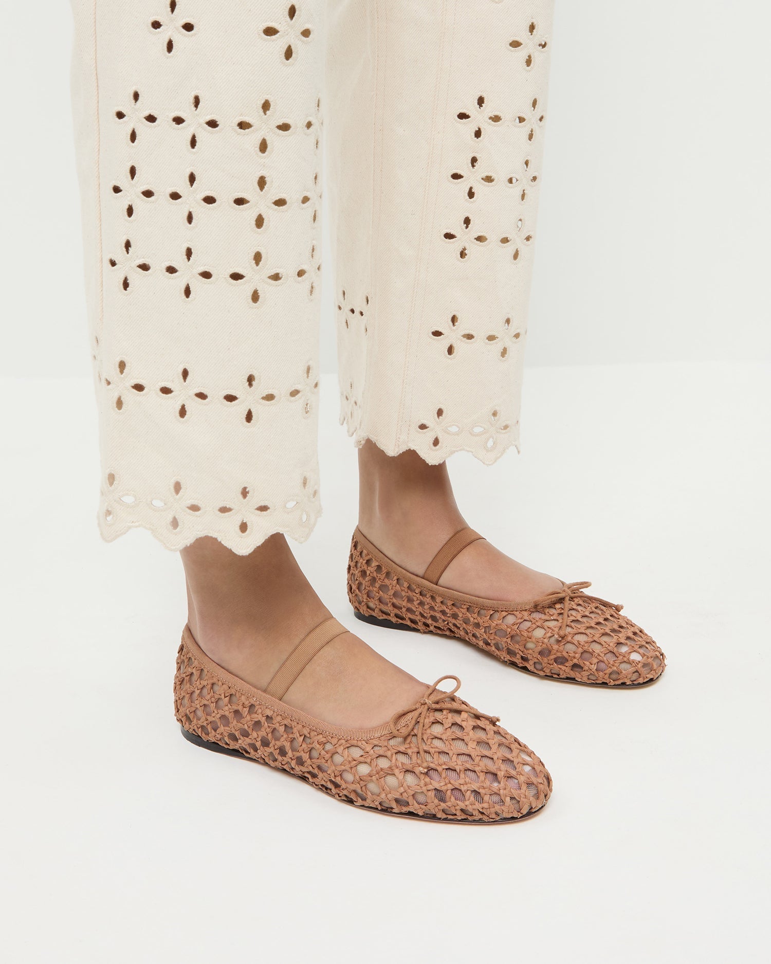 Loeffler Randall / Leonie Brown Crochet Ballet Flat