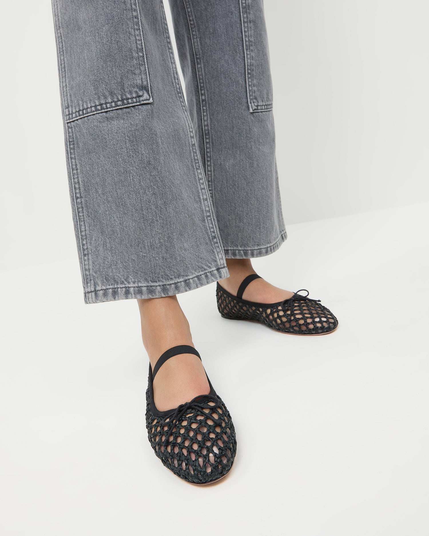 Loeffler Randall / Leonie Black Crochet Ballet Flat
