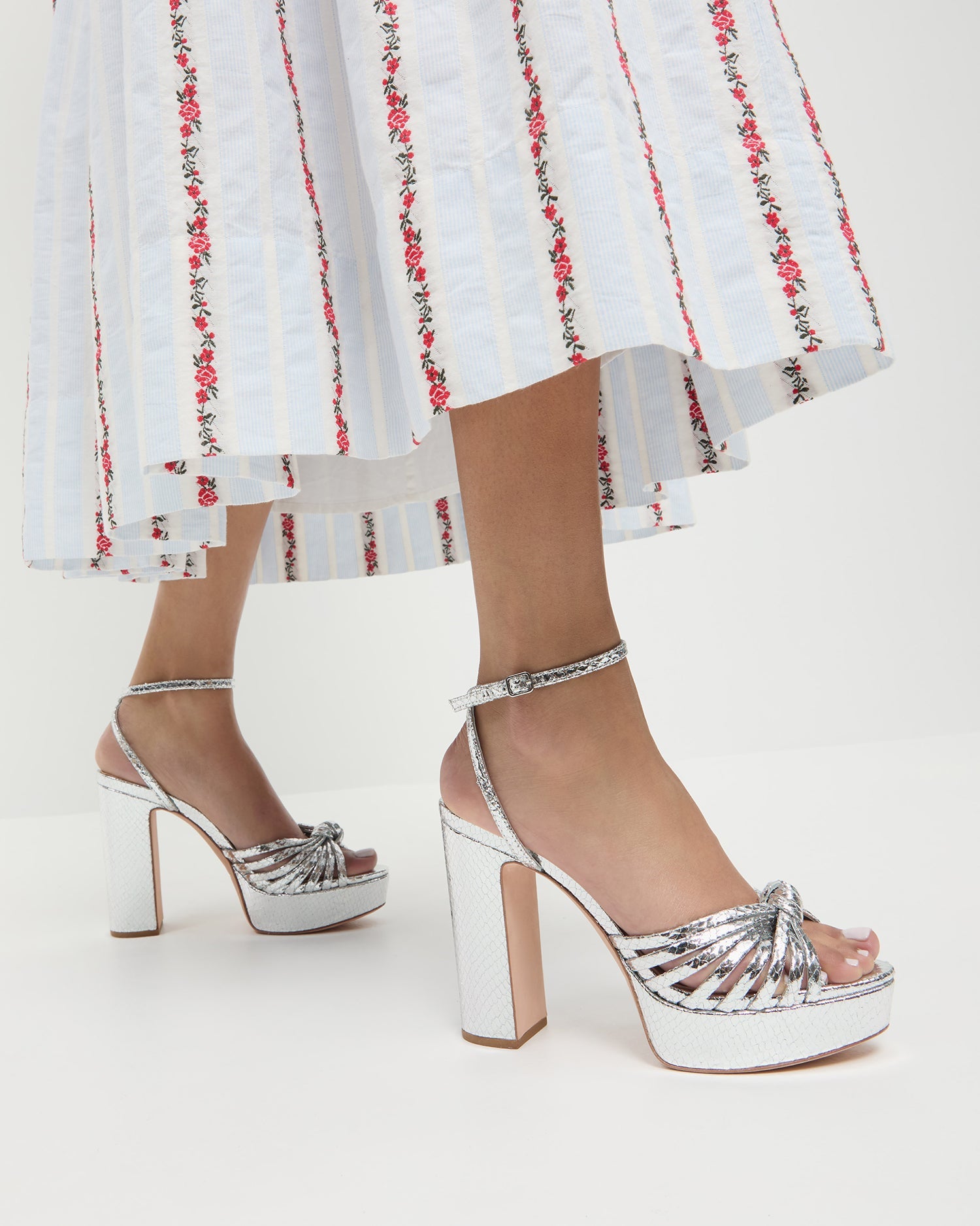 Loeffler Randall / Rivka Silver Knot Platform Sandal