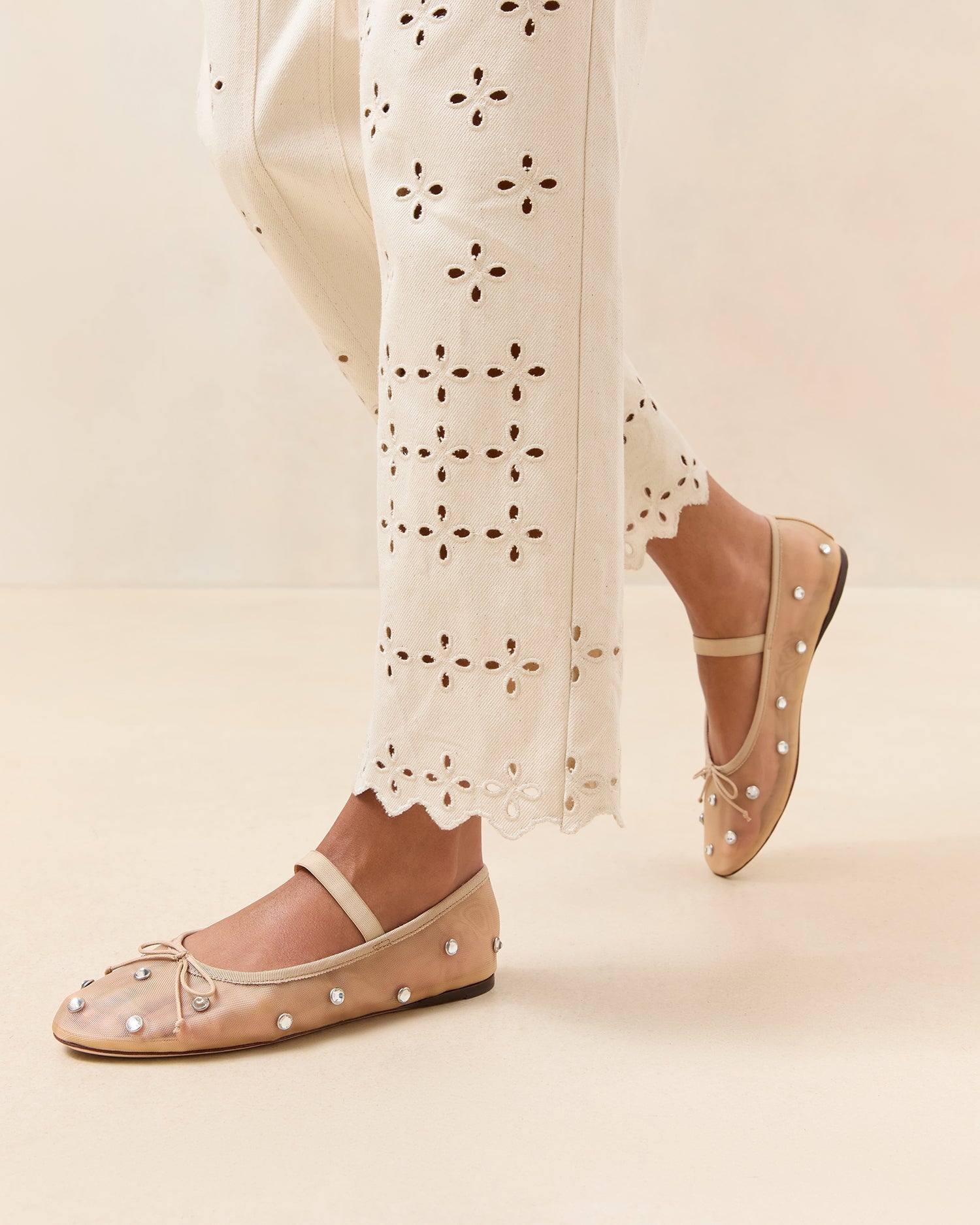 Loeffler Randall / Leonie Caramel/Crystal Ballet Flat