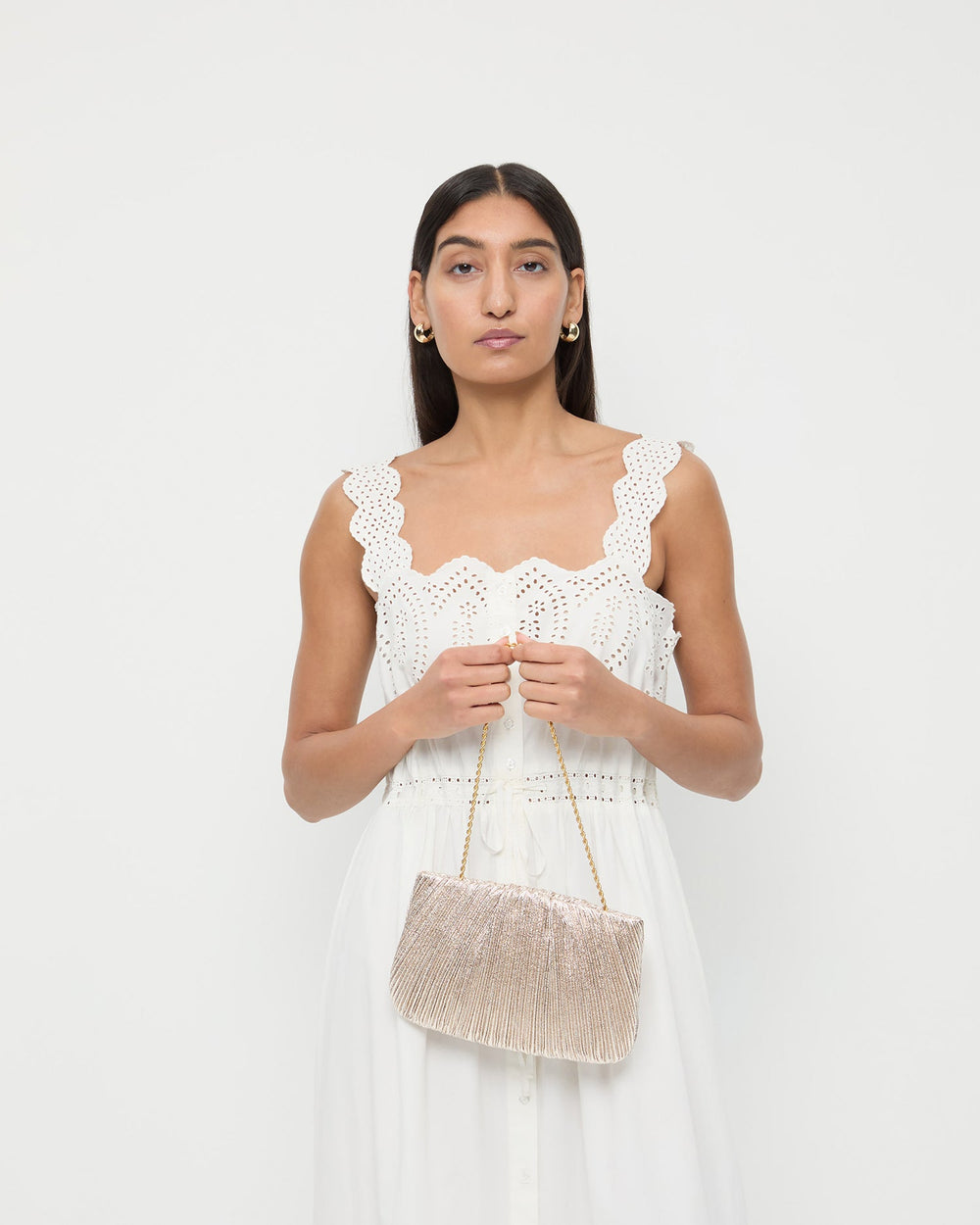 Loeffler Randall / Brit Champagne Flat Pleated Clutch