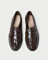 Loeffler Randall / Rachel Espresso Woven Leather Loafer