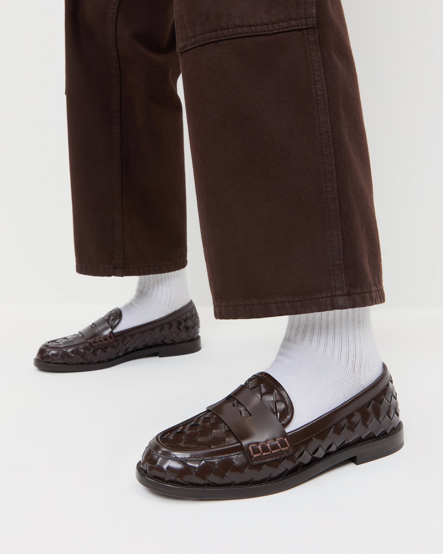 Loeffler Randall / Rachel Espresso Woven Leather Loafer