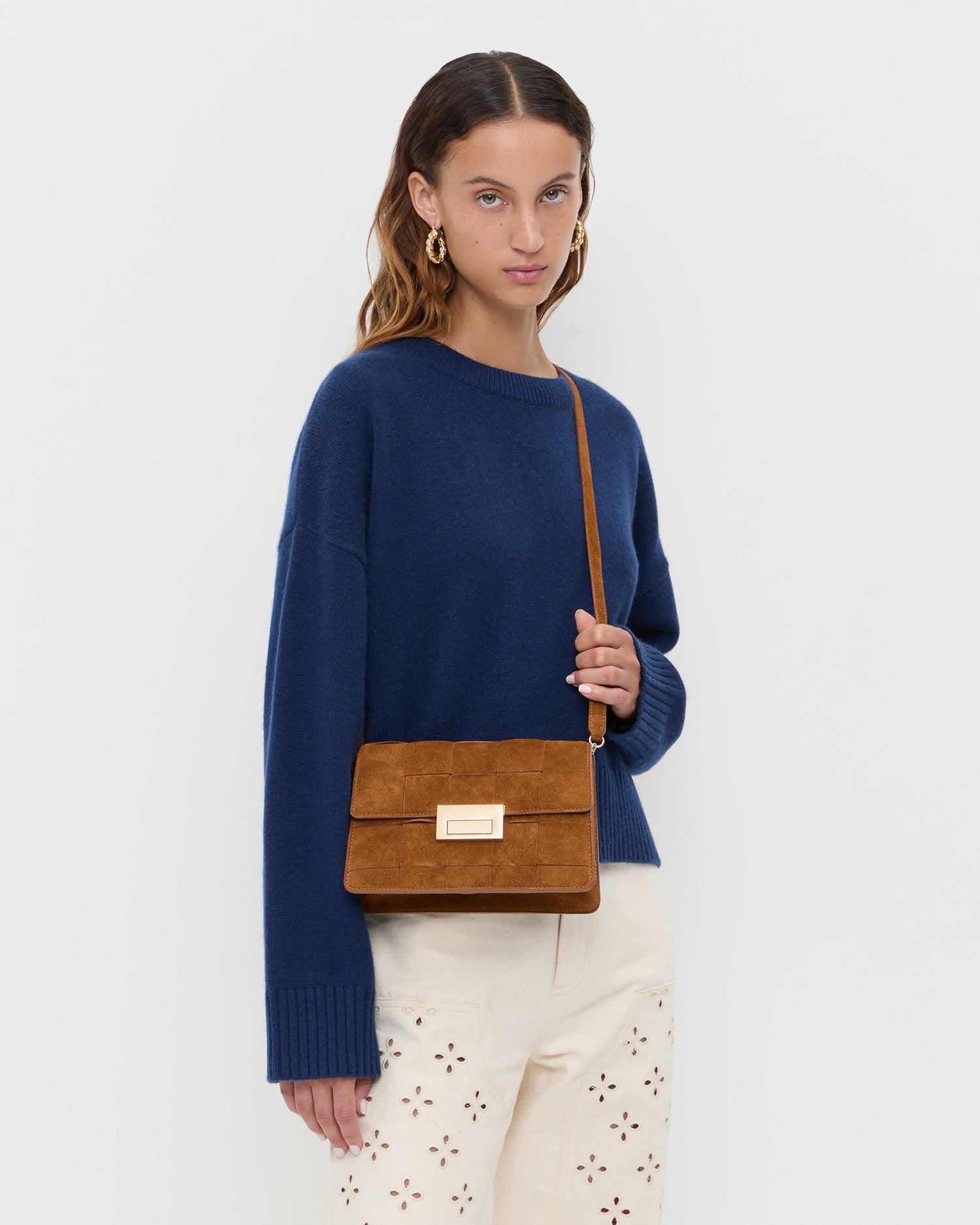 Loeffler Randall / Delphine Cacao Suede Shoulder Bag