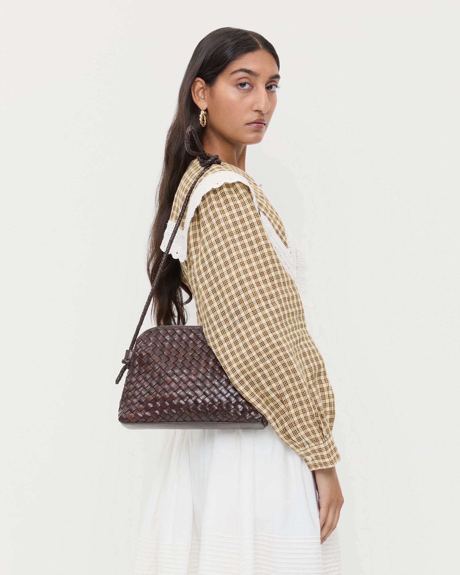 Loeffler Randall / Mallory Chocolate Woven Leather Crossbody