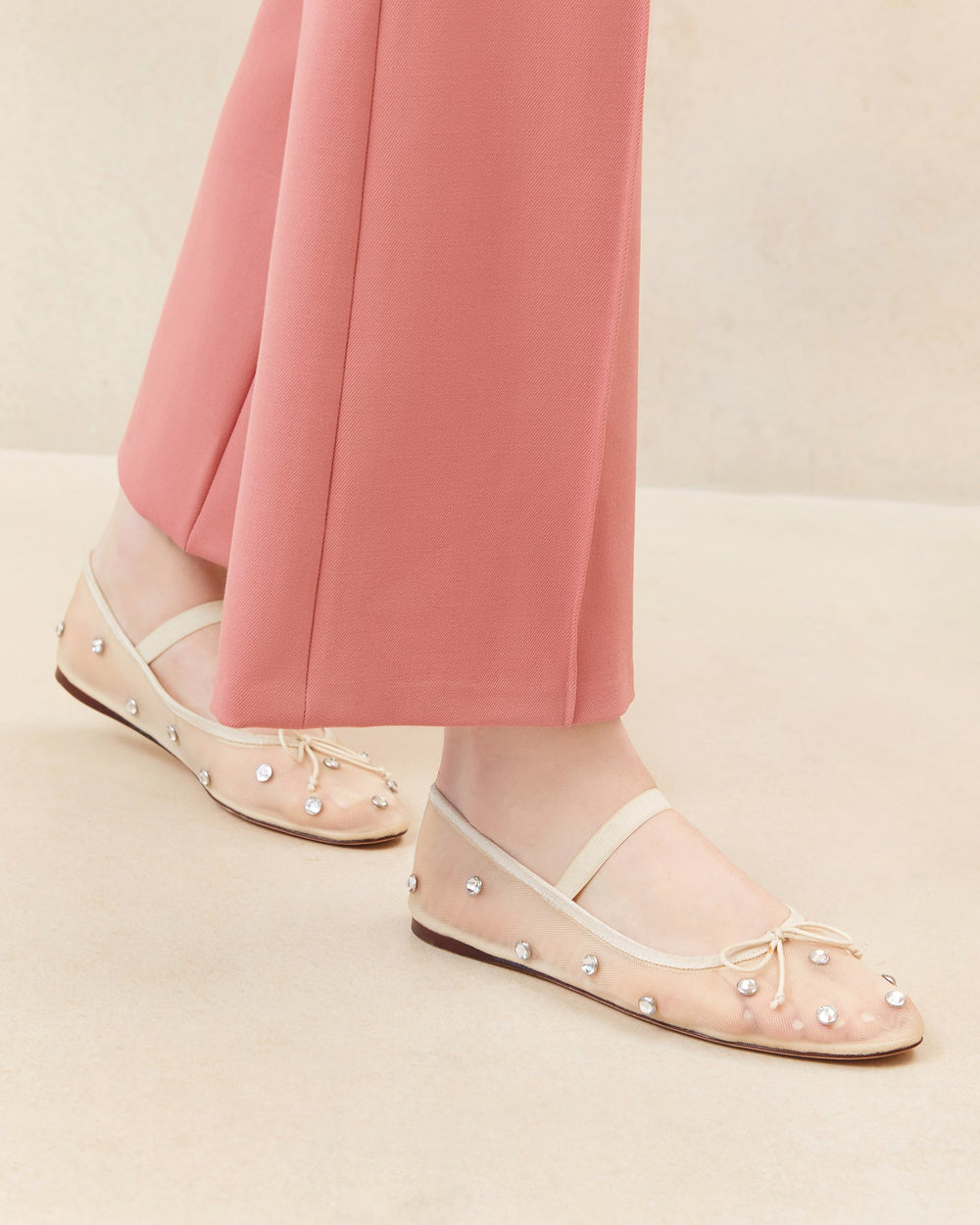 Loeffler Randall / Leonie Cream/Crystal Ballet Flat