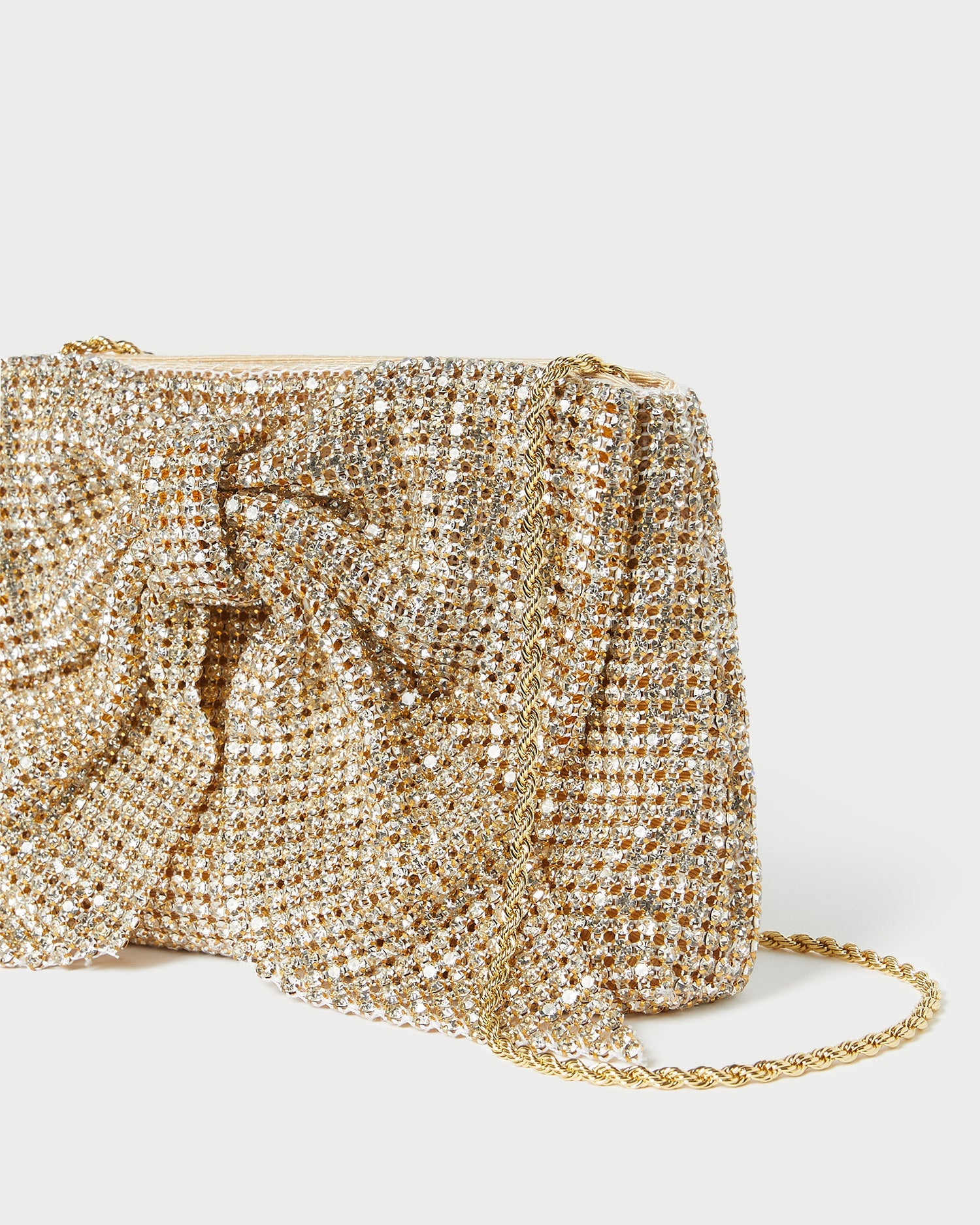 Loeffler Randall / Jolene Gold Diamanté Bow Clutch