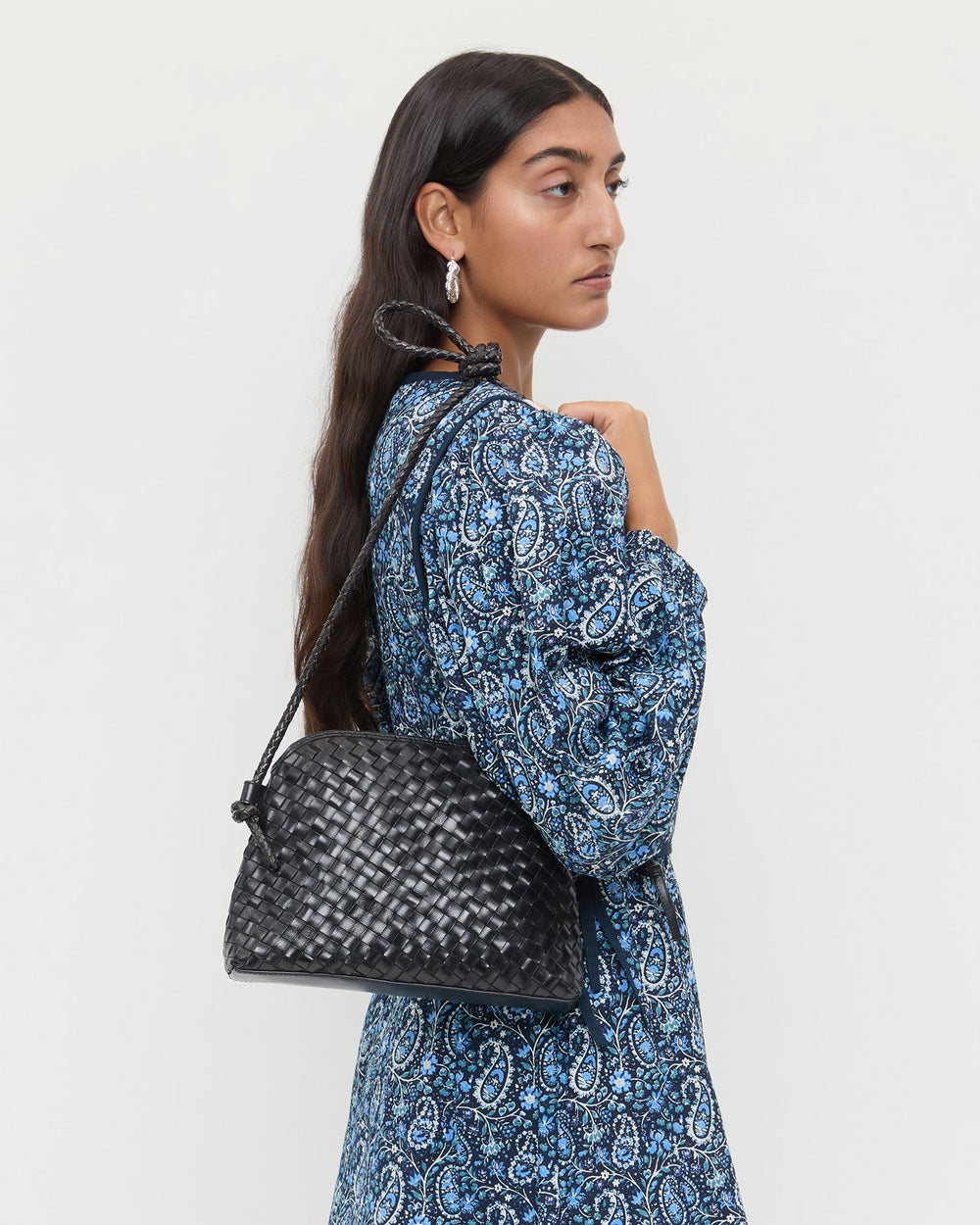 Loeffler Randall / Mallory Black Woven Leather Crossbody