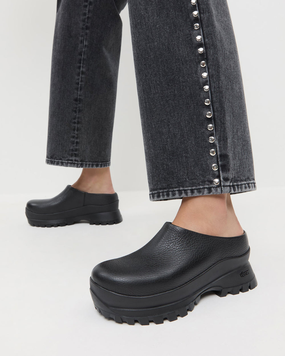 Loeffler Randall / Gemma Black Leather Lug Mule