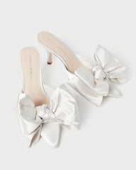 Loeffler Randall / Margot Cream Satin Bow Mule